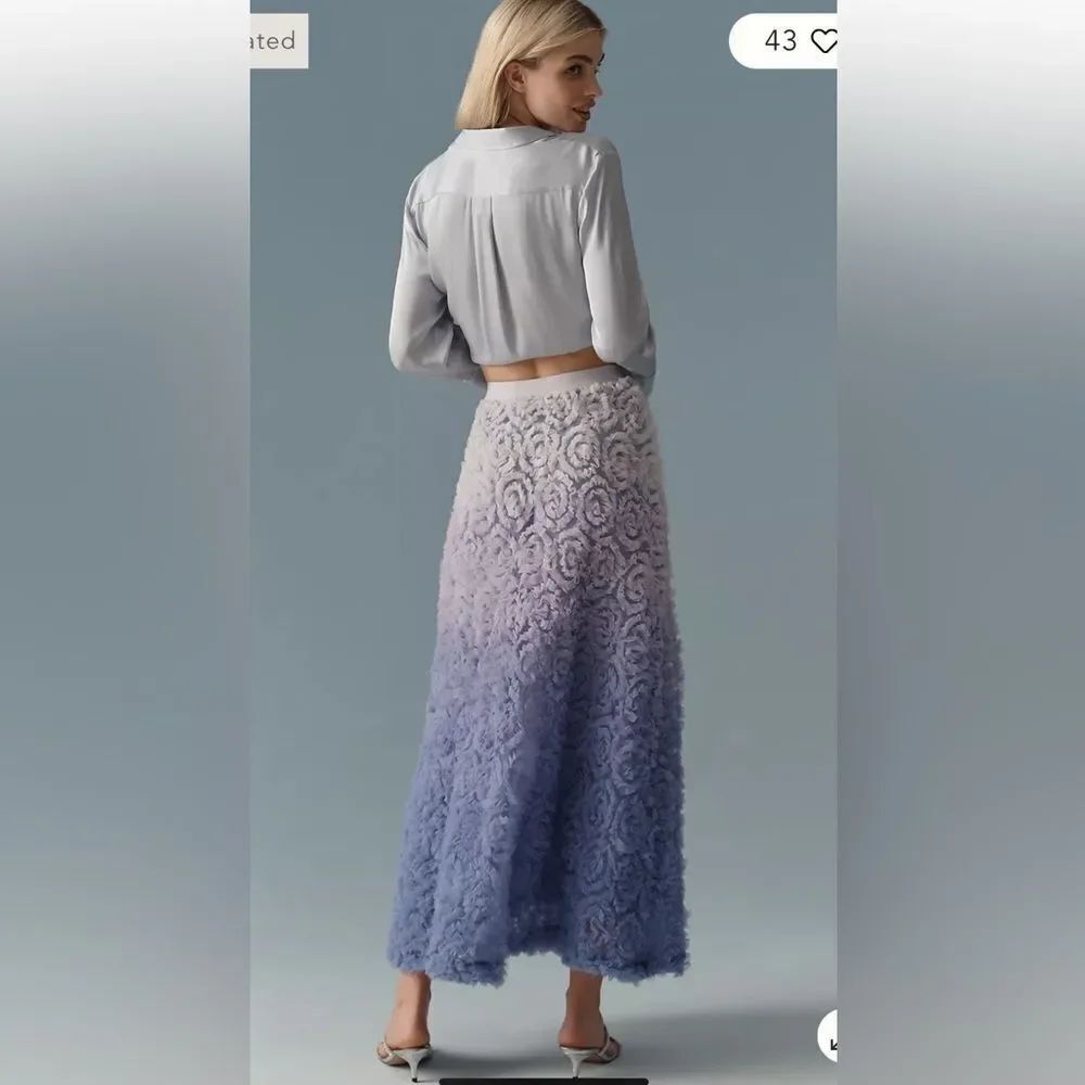 Anthropologie Ombre Scattered Tulle Midi Skirt